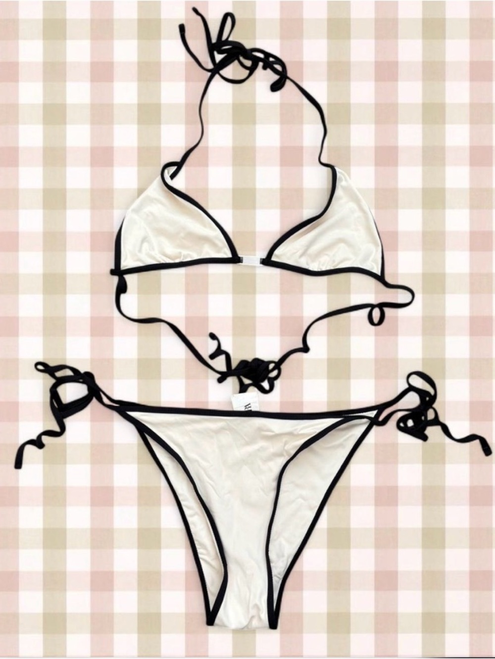 Y2K Zara white and black triangle bikini set!!